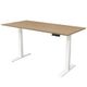 Bureau électrique réglable - 140 x 80 cm - Moteur double - Blanc/Chêne
